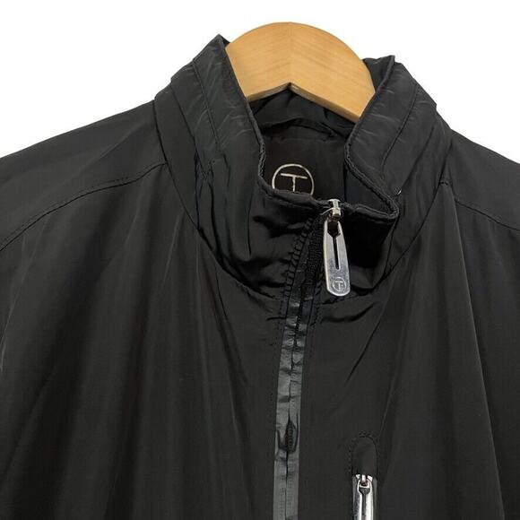 T Tech by Tumi Mens Black Full Zip Hooded Packable Jacket Windbreaker sz L - Picture 5 of 16